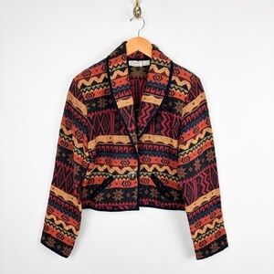 Vintage 90s Fiorlini Women’s Southwestern Woven Jacket Sz S